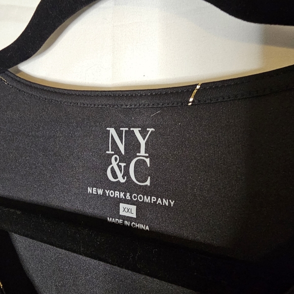 New York & Company Womens Black & Gold Lines Stretch Cutout Neckline Style XXL - Picture 4 of 6